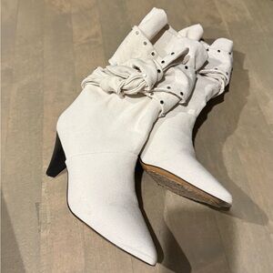 IRO White Heeled Boots with Black Heel